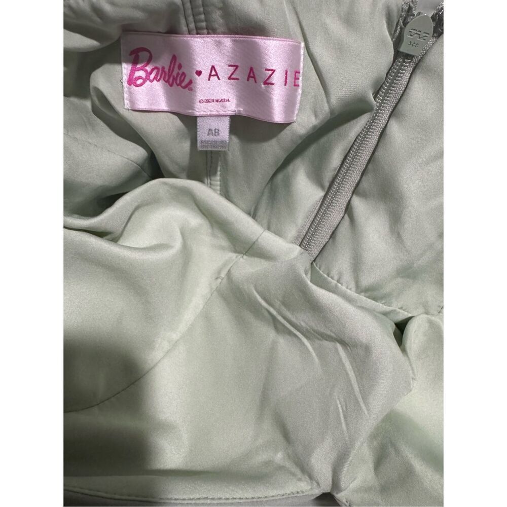 Azazie Barbie NWT  Briadsmaid A8 v neck chiffon tiered a line dress dusty sage A - Picture 8 of 14